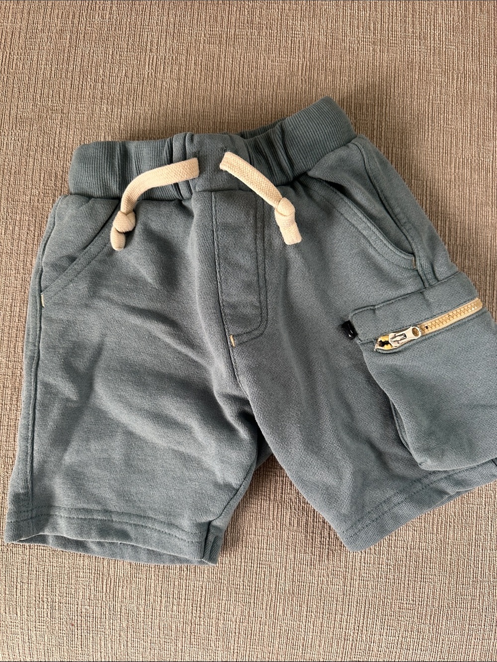 Deux par deux  Kids Drawstring Cargo Shorts in Slate size 2